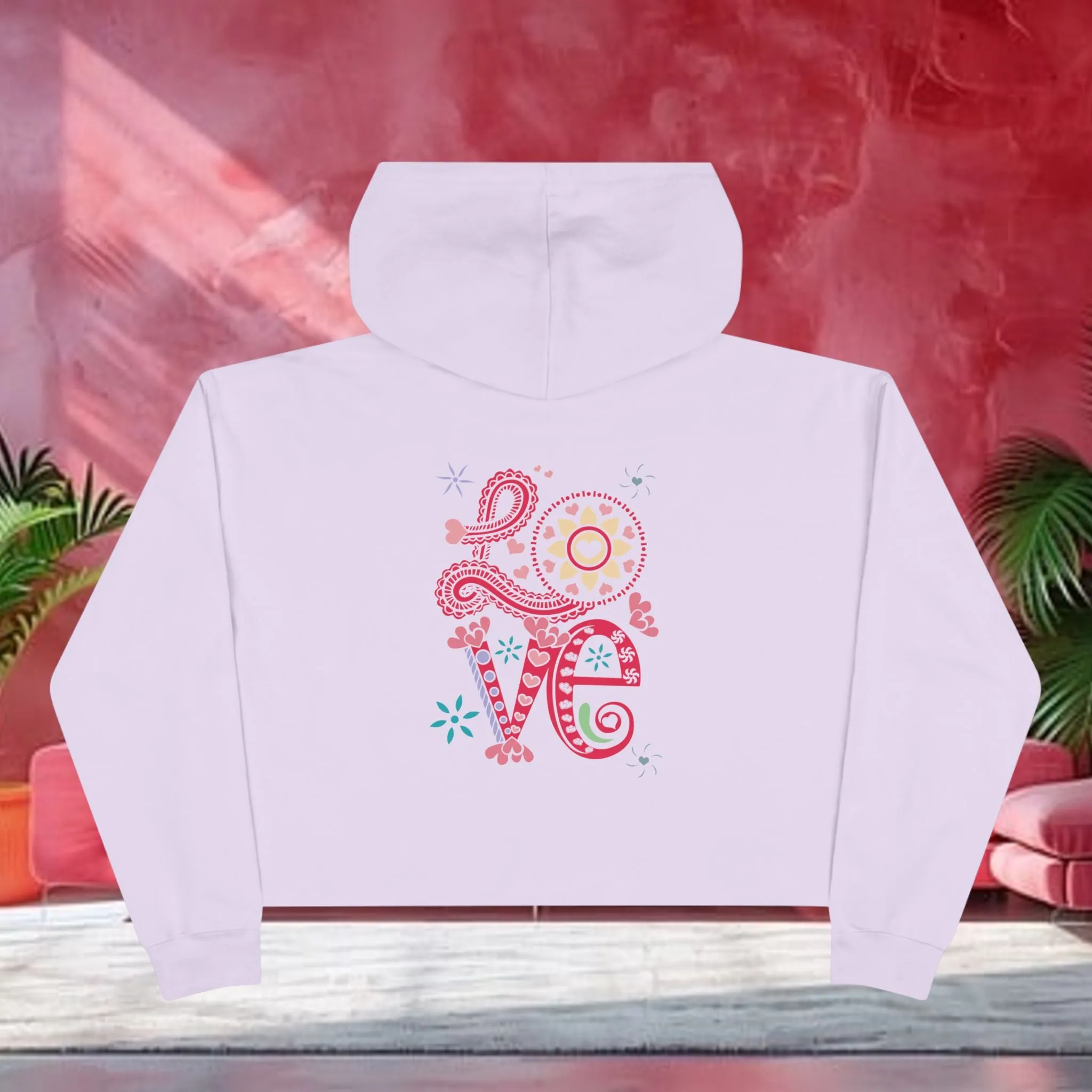 Love Typographical Art Cropped Hoodie