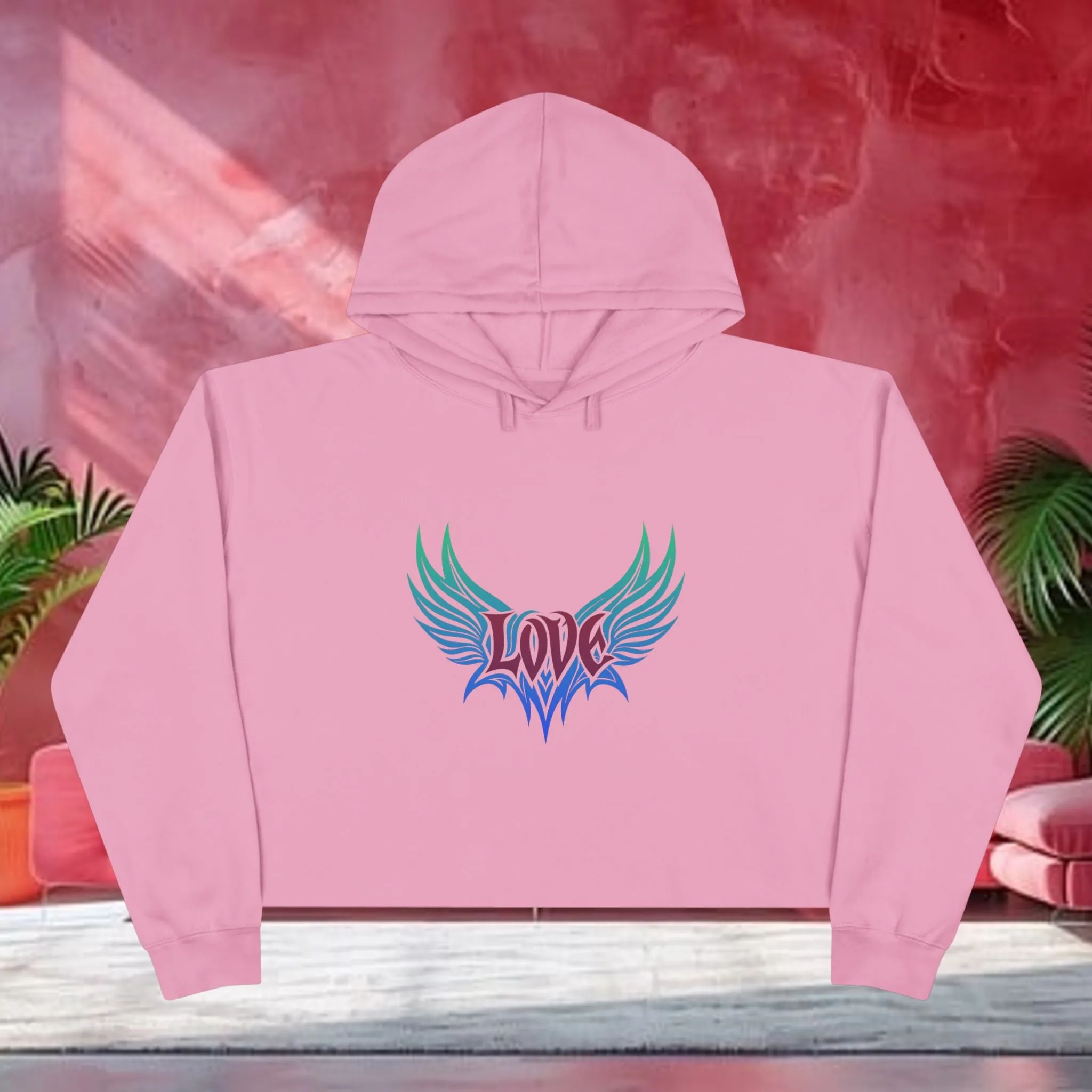 Love Typographical Art Cropped Hoodie