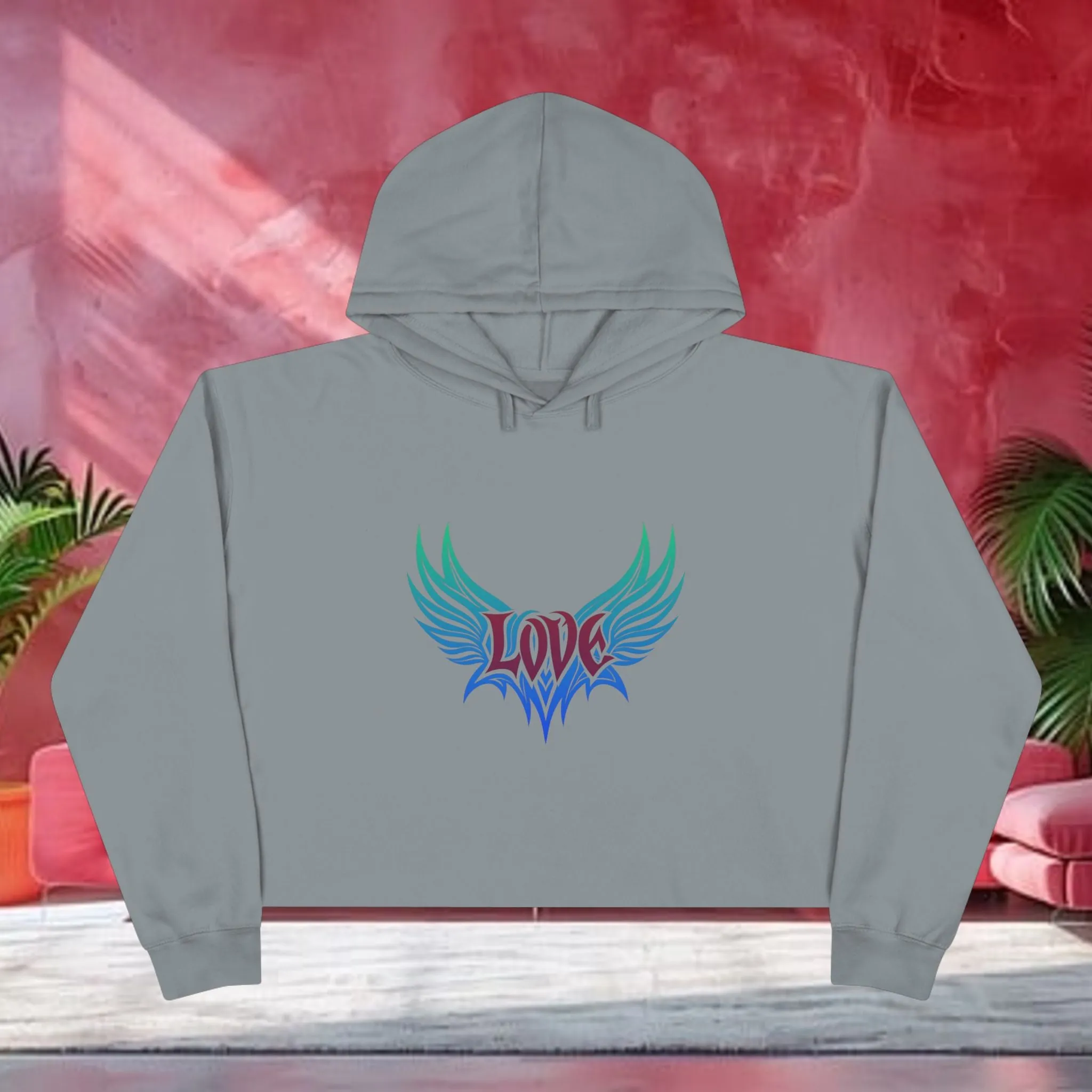 Love Typographical Art Cropped Hoodie