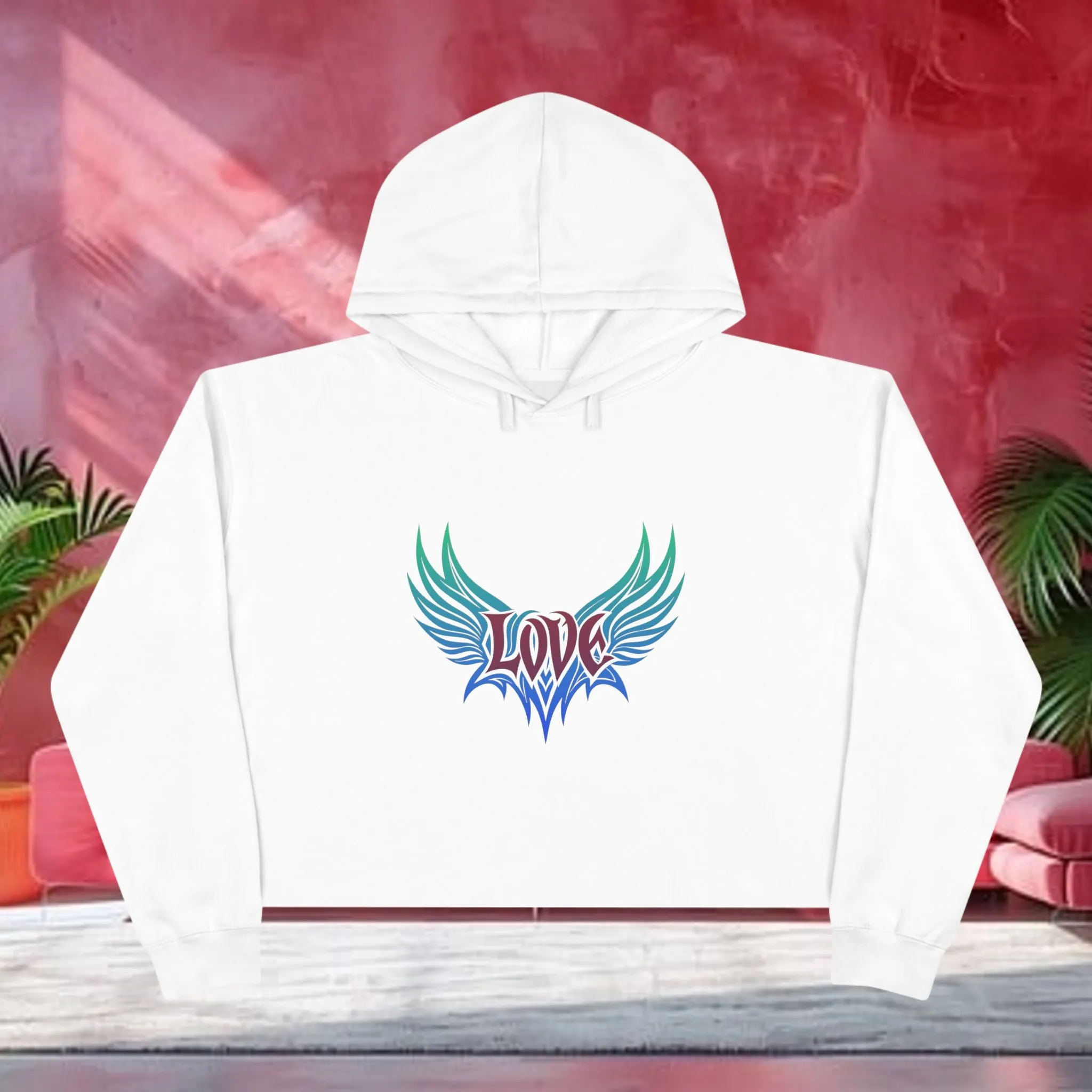 Love Typographical Art Cropped Hoodie