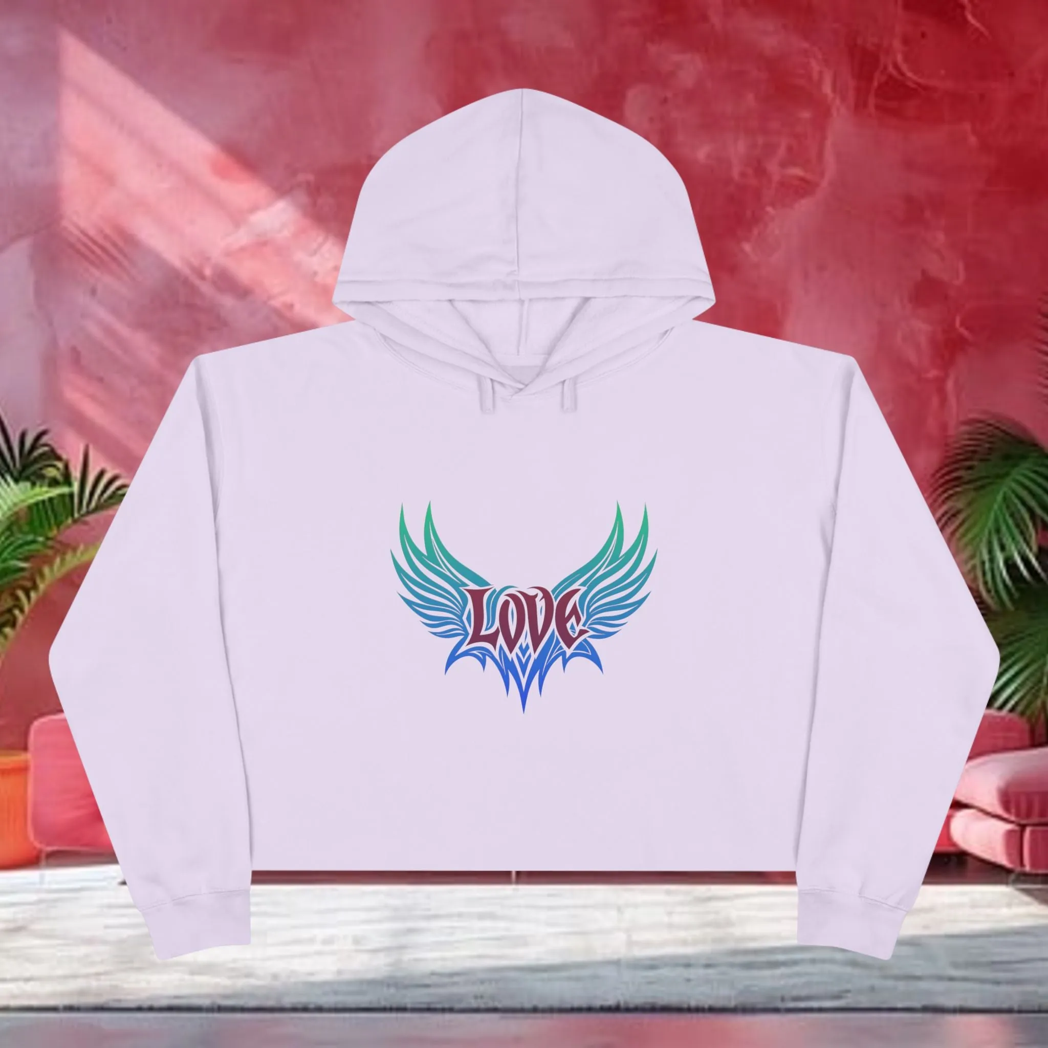 Love Typographical Art Cropped Hoodie