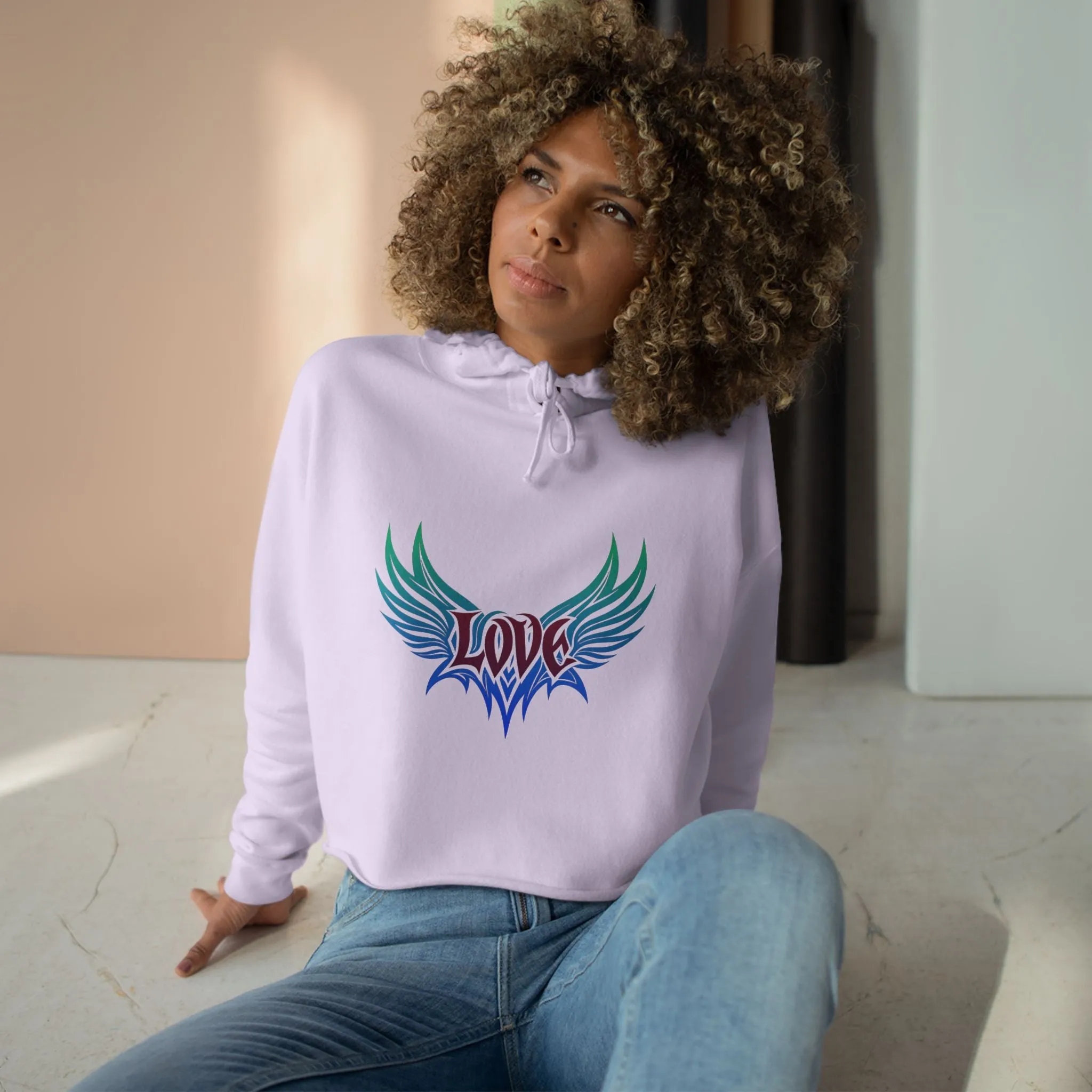 Love Typographical Art Cropped Hoodie