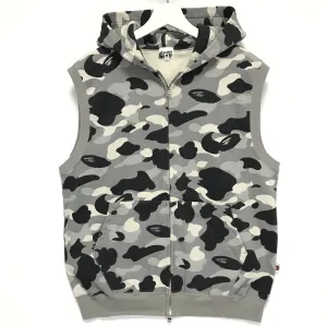[M] A Bathing Ape Bape Camo Sleeveless Hoodie