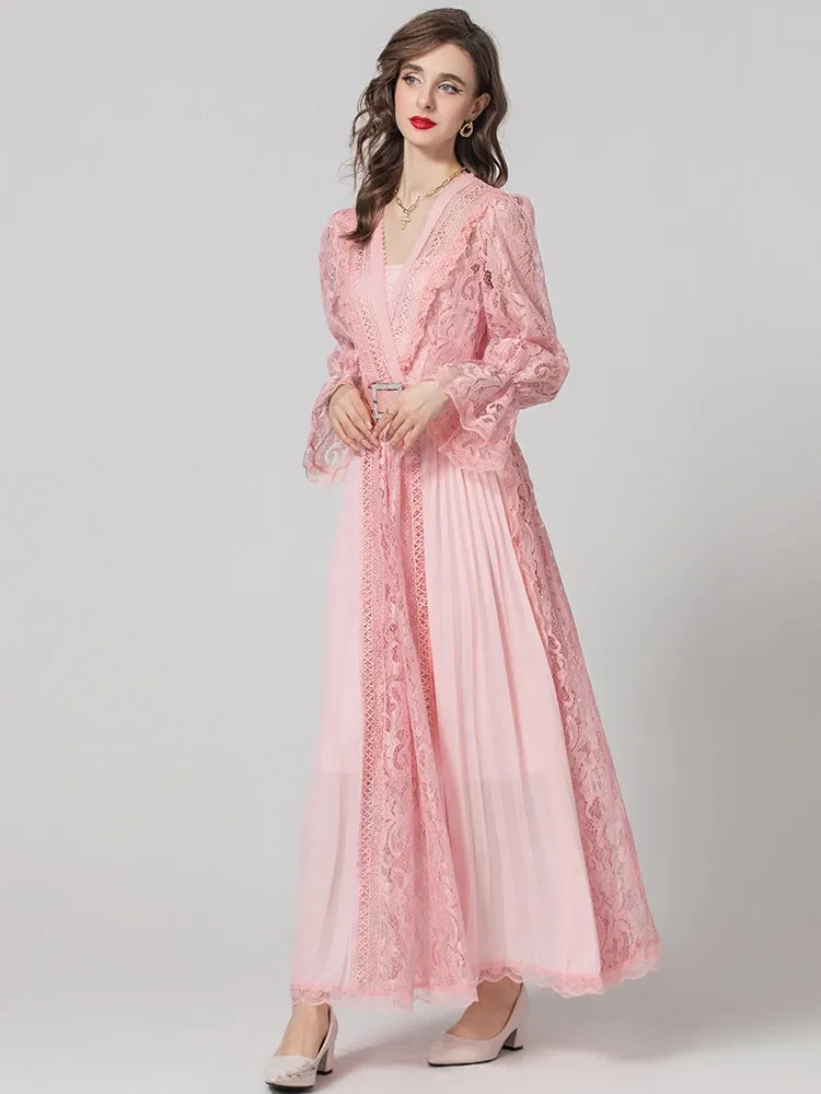 Madison V-Neck Flare Sleeve Sashes Elegant Party Patchwork Dress