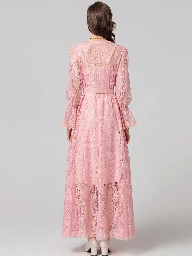 Madison V-Neck Flare Sleeve Sashes Elegant Party Patchwork Dress