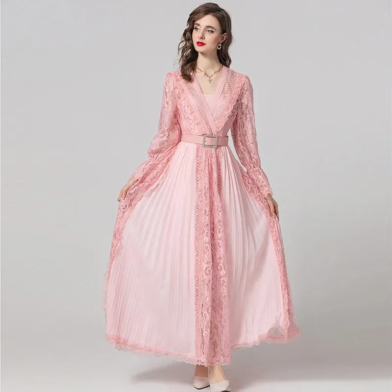 Madison V-Neck Flare Sleeve Sashes Elegant Party Patchwork Dress