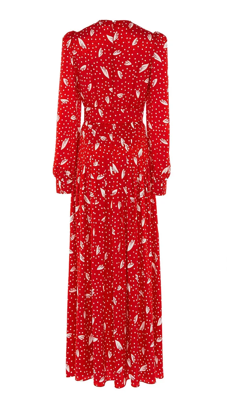Maisie O Neck Long Sleeve Holiday Party High Waist Slim Long Dress