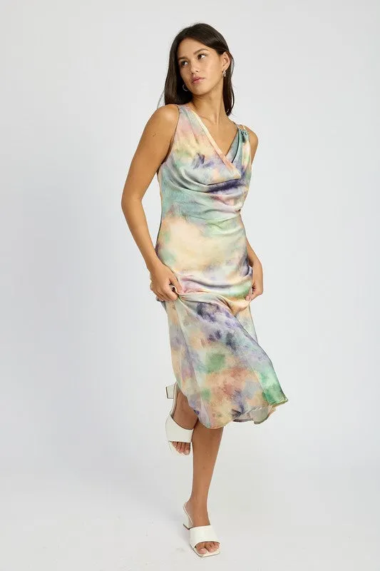 Marble Maven Bias Cut Midi Dress