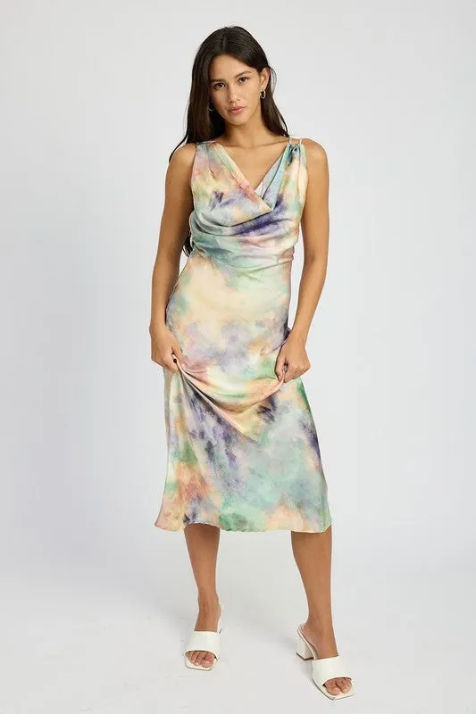 Marble Maven Bias Cut Midi Dress