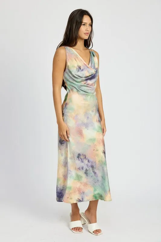 Marble Maven Bias Cut Midi Dress