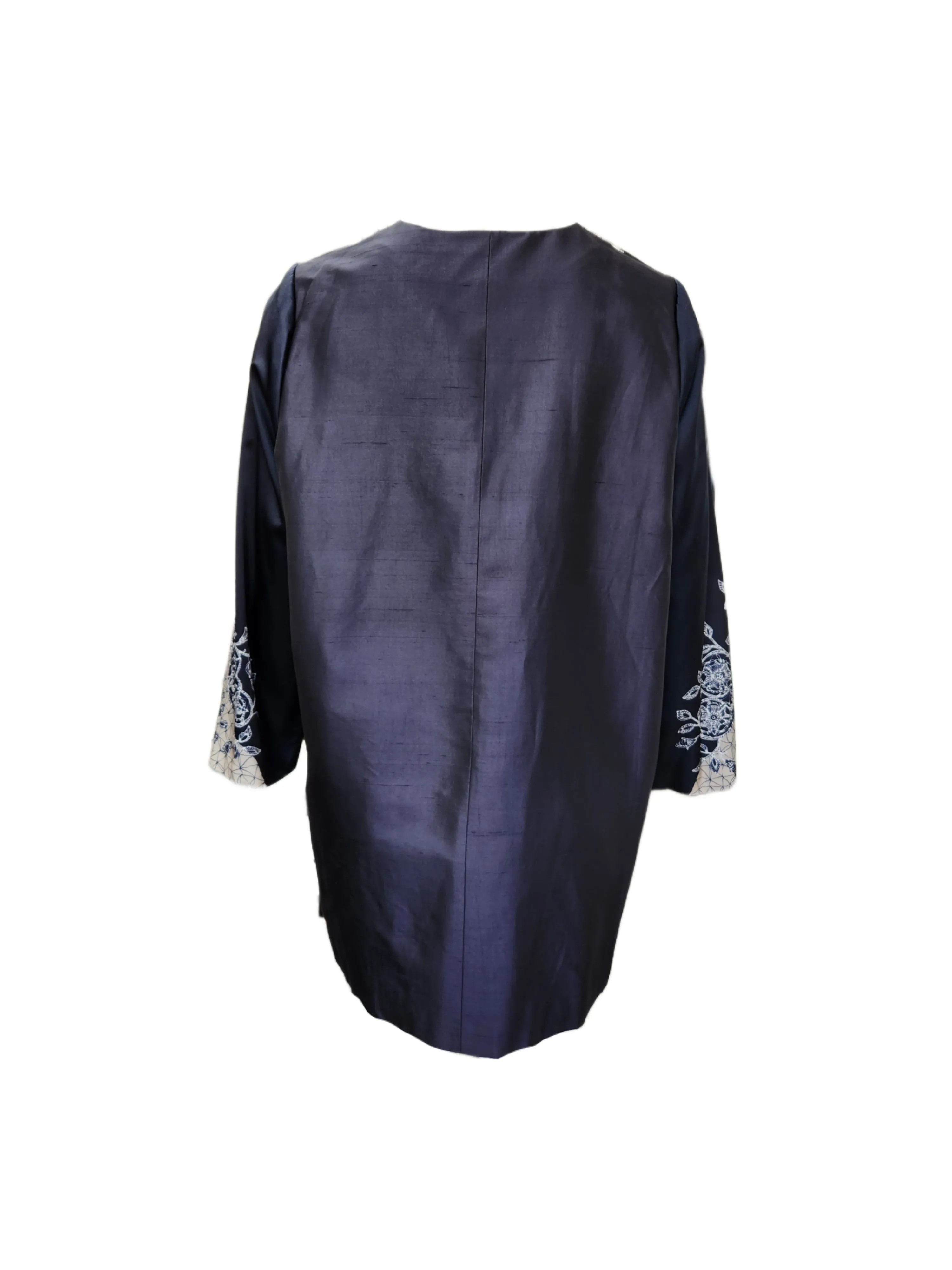 Marina Rinaldi Women's Navy Tigrotto Hooks Closure Jacket Size 20W/29 NWT