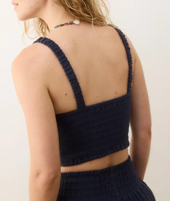 Marine Layer Lila Double Cloth Tank in Indigo
