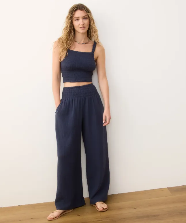 Marine Layer Lila Double Cloth Tank in Indigo