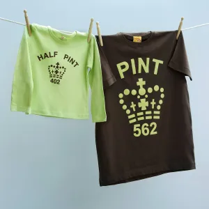 Matching Pint & Half Pint tops for families in mint green and brown