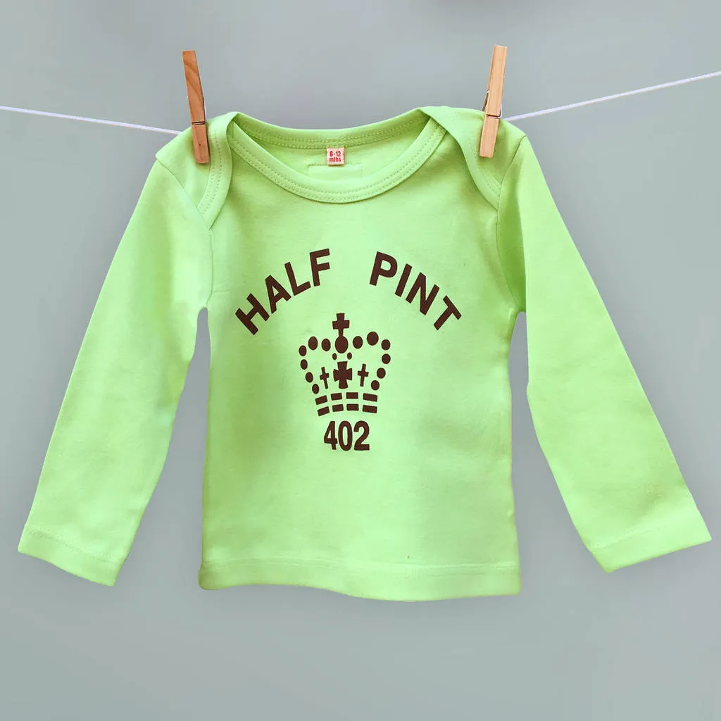 Matching Pint & Half Pint tops for families in mint green and brown