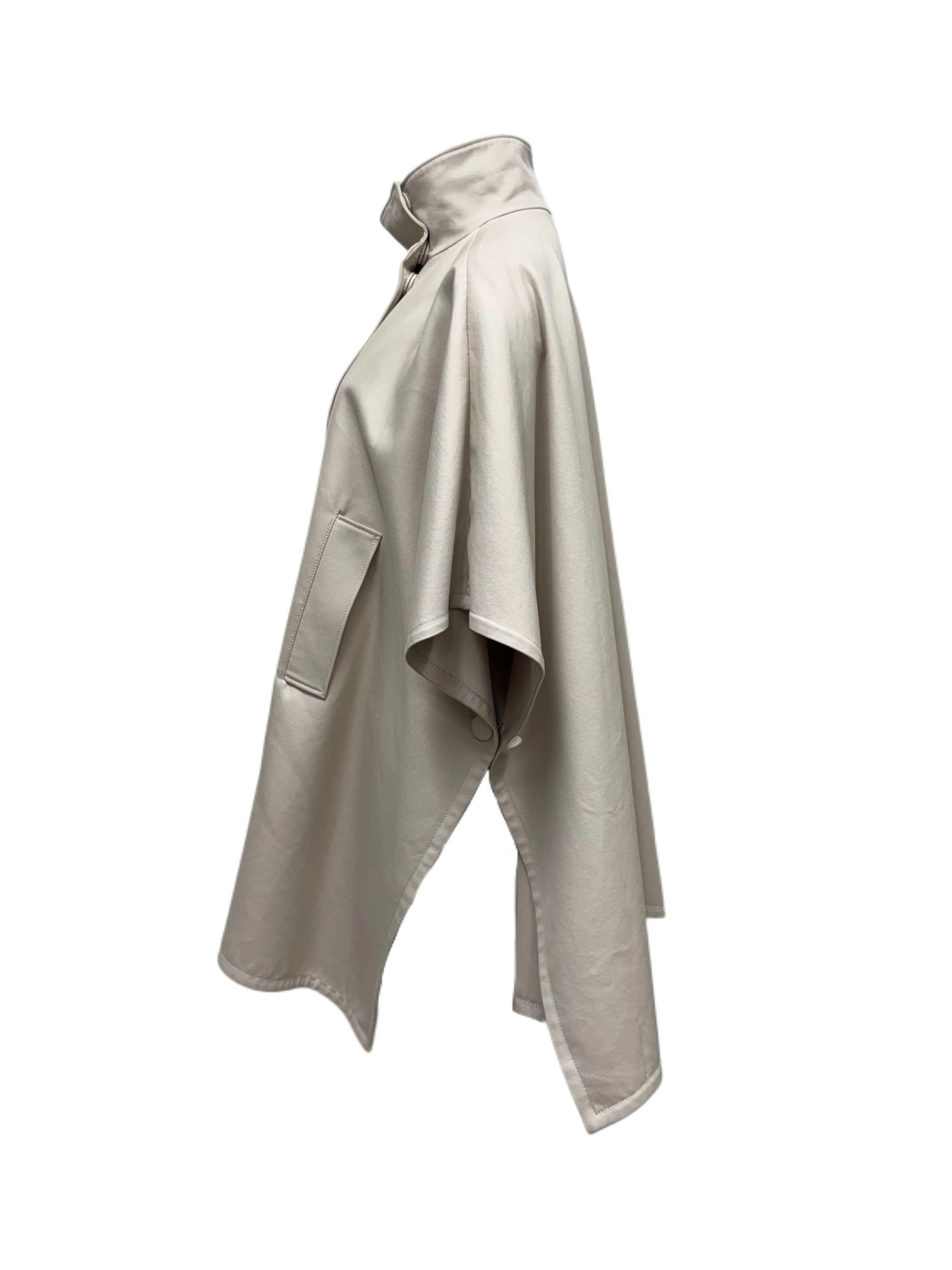 Max Mara Women's Beige Malaga Button Closure Poncho One Size NWT
