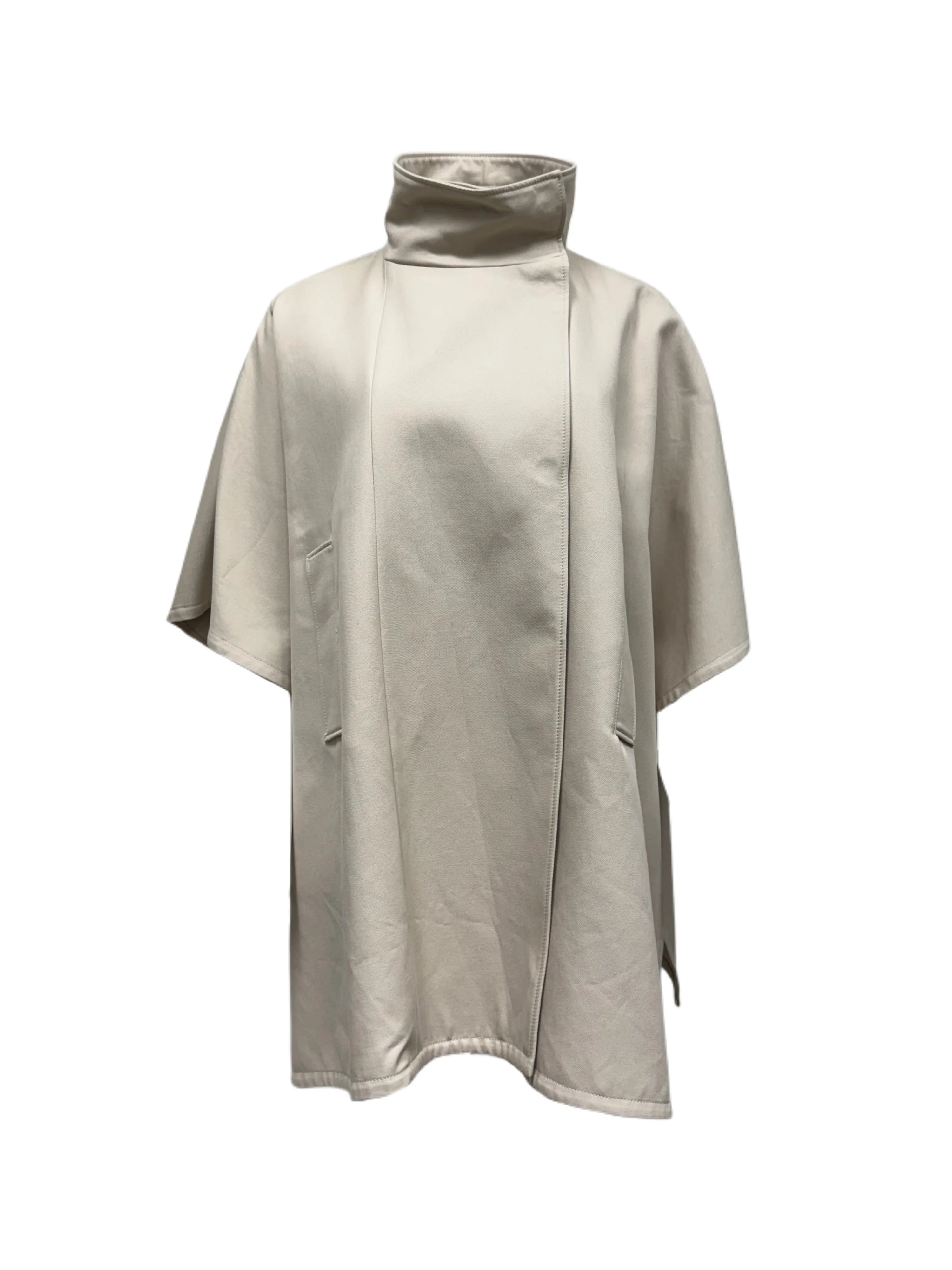 Max Mara Women's Beige Malaga Button Closure Poncho One Size NWT