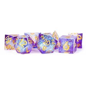 MDG Sharp Edge Resin Dice Set - Royal Geode
