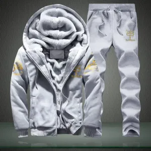 Men's Plus Size Winter Fleece Lined Hoodie and Sweatpants Set