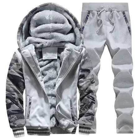 Men's Plus Size Winter Fleece Lined Hoodie and Sweatpants Set
