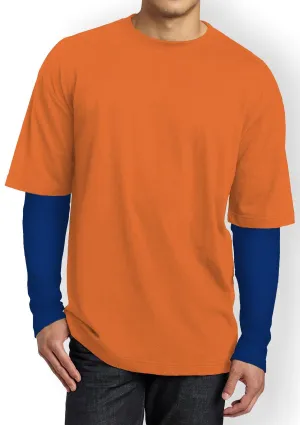 Mens T-Shirts Long & Short Sleeve Royal Blue & Orange