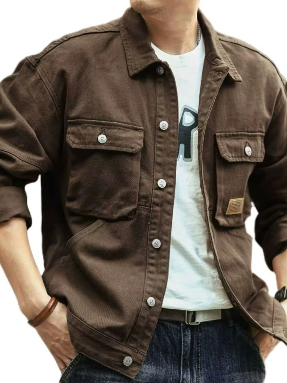 Mens-washed-collared-neck-cargo-jacket