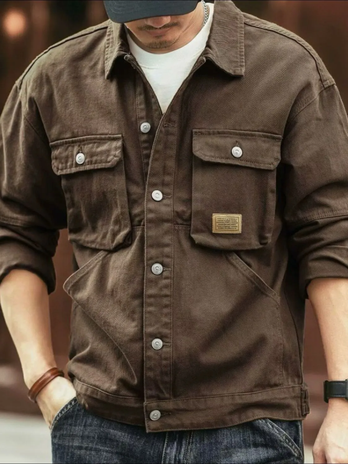 Mens-washed-collared-neck-cargo-jacket