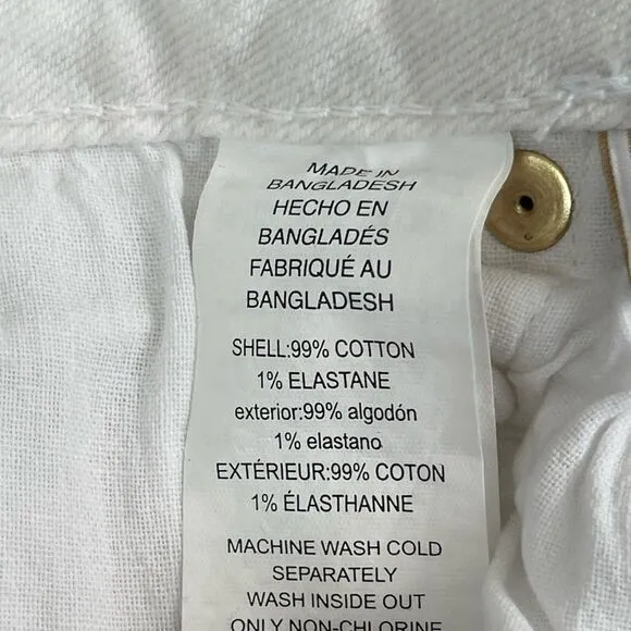 Micheal Kors - Straight leg cropped jeans with Gold button. Size:16 Color: White