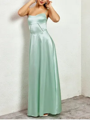 Mint Adjustable Straps Lace-Up Maxi Dress