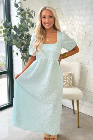 Mint Square Neck Midi Dress
