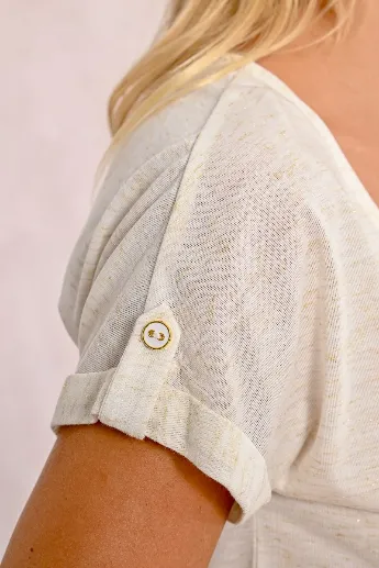 Molly Bracken Off White Lace Back T-shirt