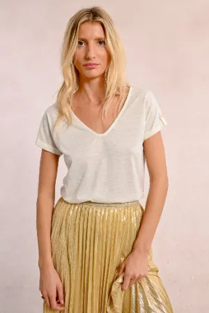 Molly Bracken Off White Lace Back T-shirt