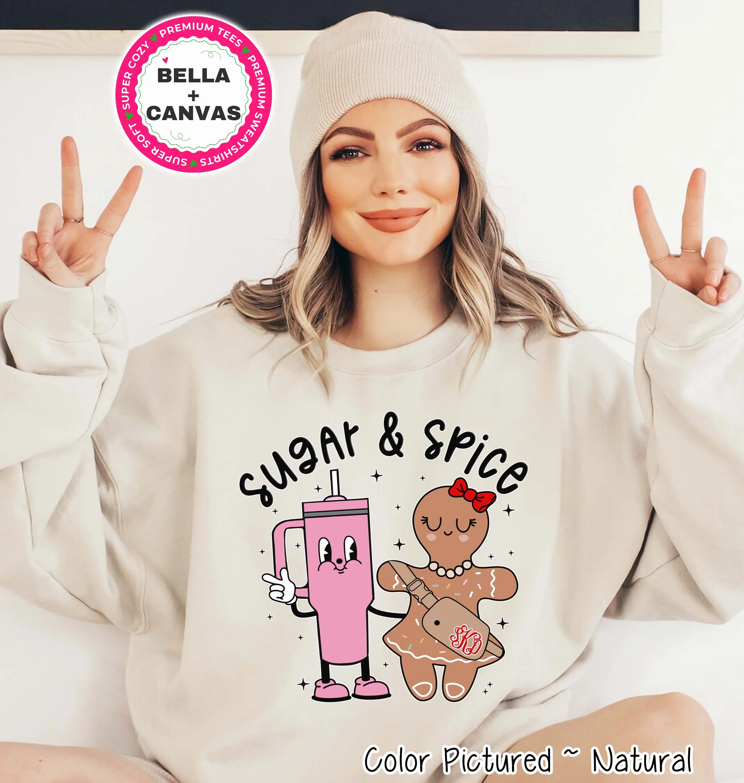 Monogram Bougie Sugar & Spice Tumbler & Gingerbread Christmas Tee or Sweatshirt