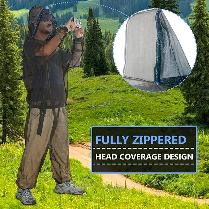 Mosquito Suit - Net Bug Pants & Jacket with Hood - Mesh Bug Suit for Outdoor Protection from Bugs, Flies, Gnats, No-See-Ums & Midges - Mosquito Clothing for Men & Women with Carrybag, XL Size