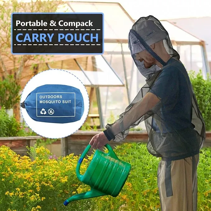 Mosquito Suit - Net Bug Pants & Jacket with Hood - Mesh Bug Suit for Outdoor Protection from Bugs, Flies, Gnats, No-See-Ums & Midges - Mosquito Clothing for Men & Women with Carrybag, XL Size