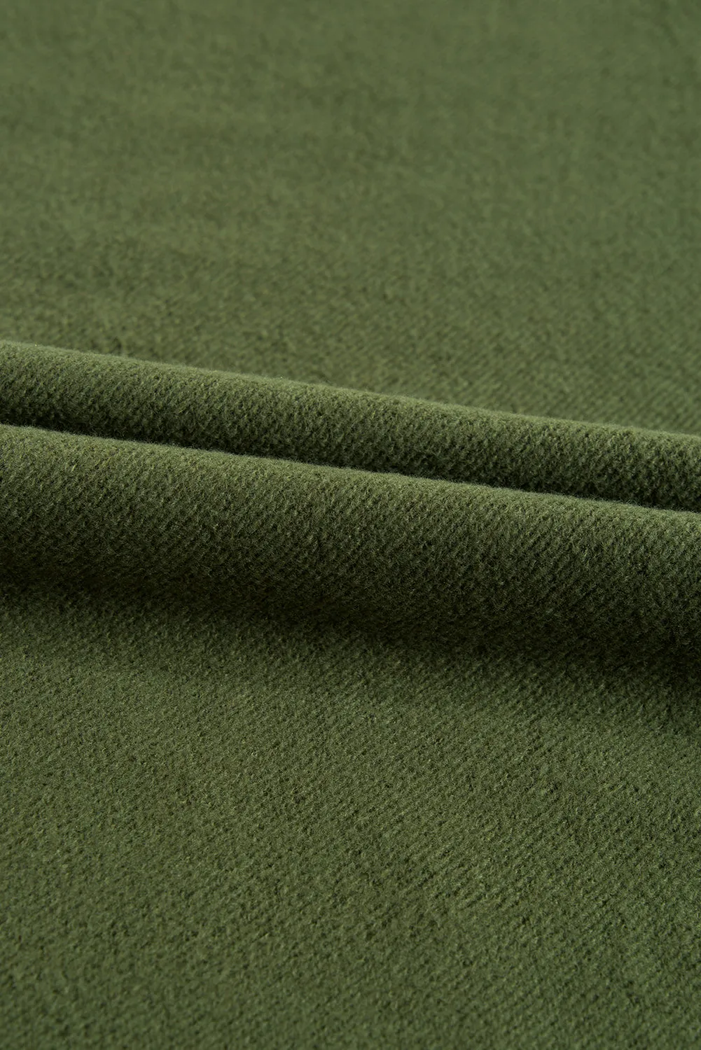 Moss Green Fleece Lined Half Zipper Kangaroo Pockets Loose Hoodie