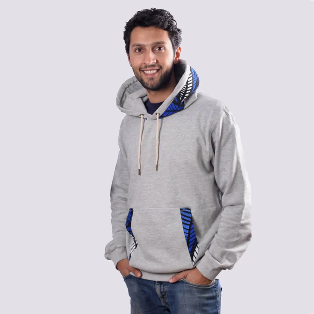 MU Cotton Fleece Hoodies with Kitenge - Black