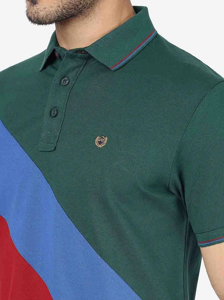 Multicolor Striped Slim Fit Polo T-Shirt | JadeBlue