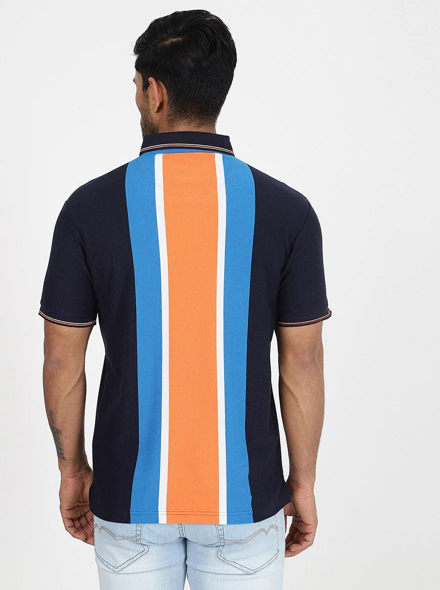 Multicolor Striped Slim Fit Polo T-Shirt | JadeBlue