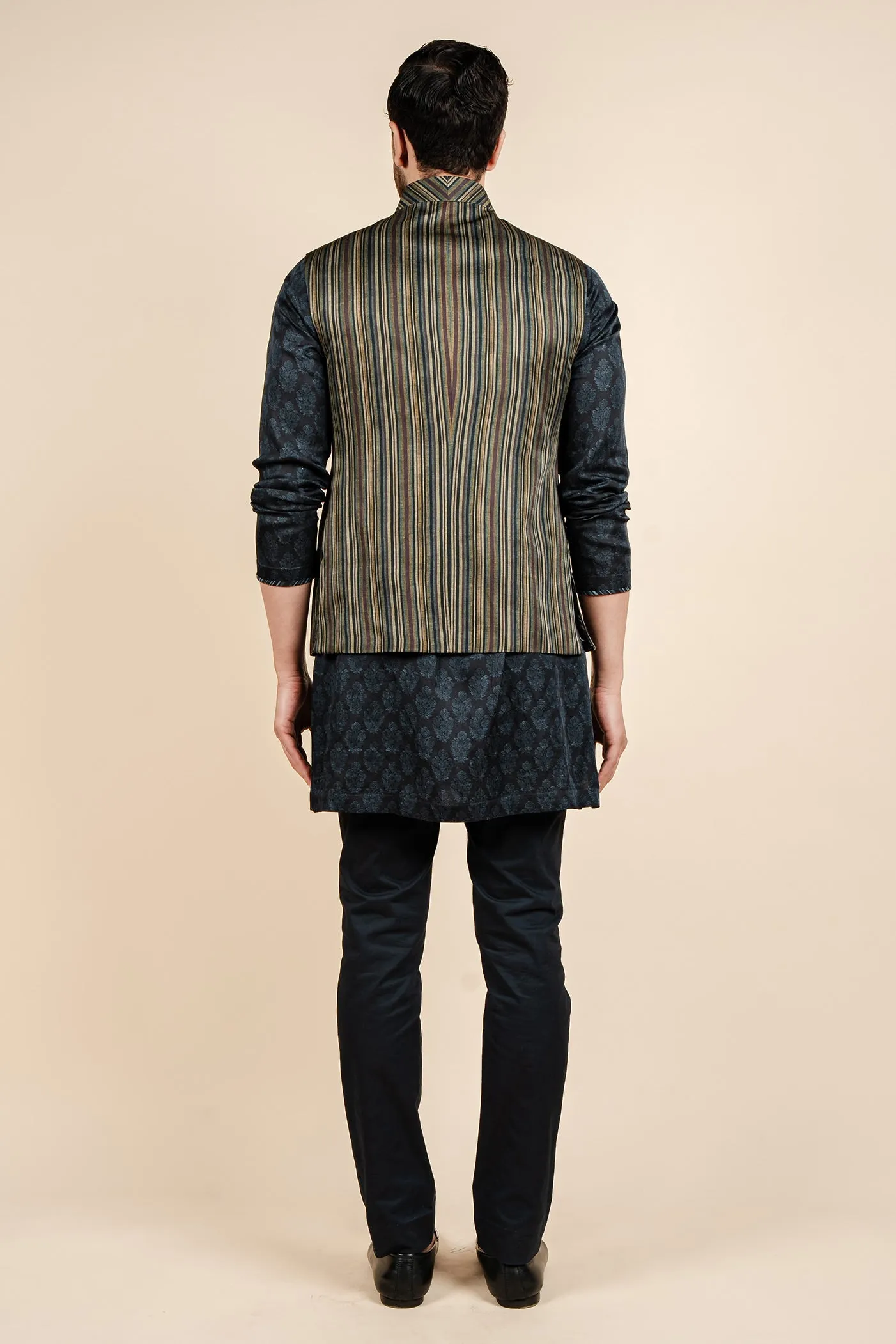 Multicoloured Striped Nehru Jacket