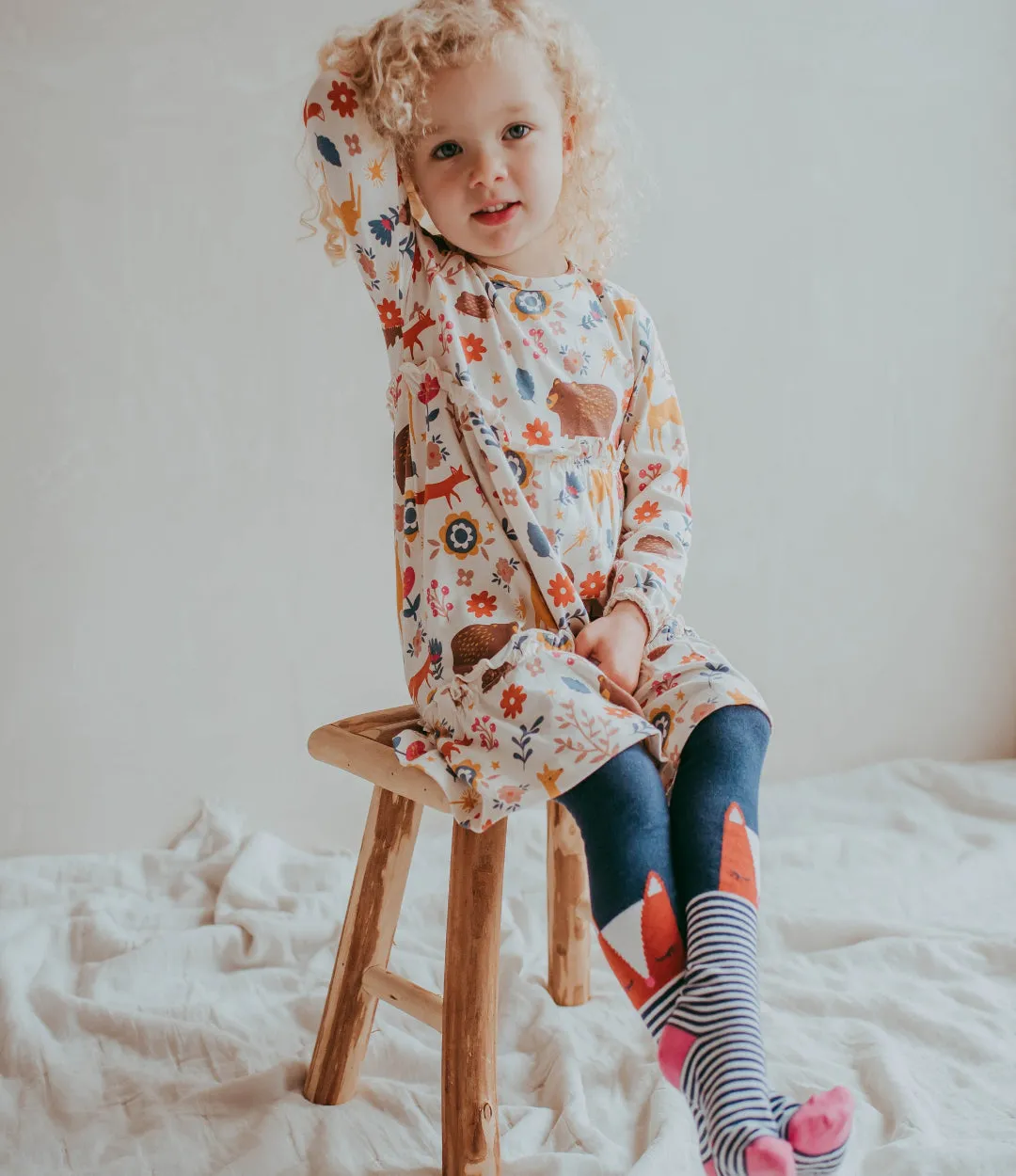 Navy Fox Print Tights