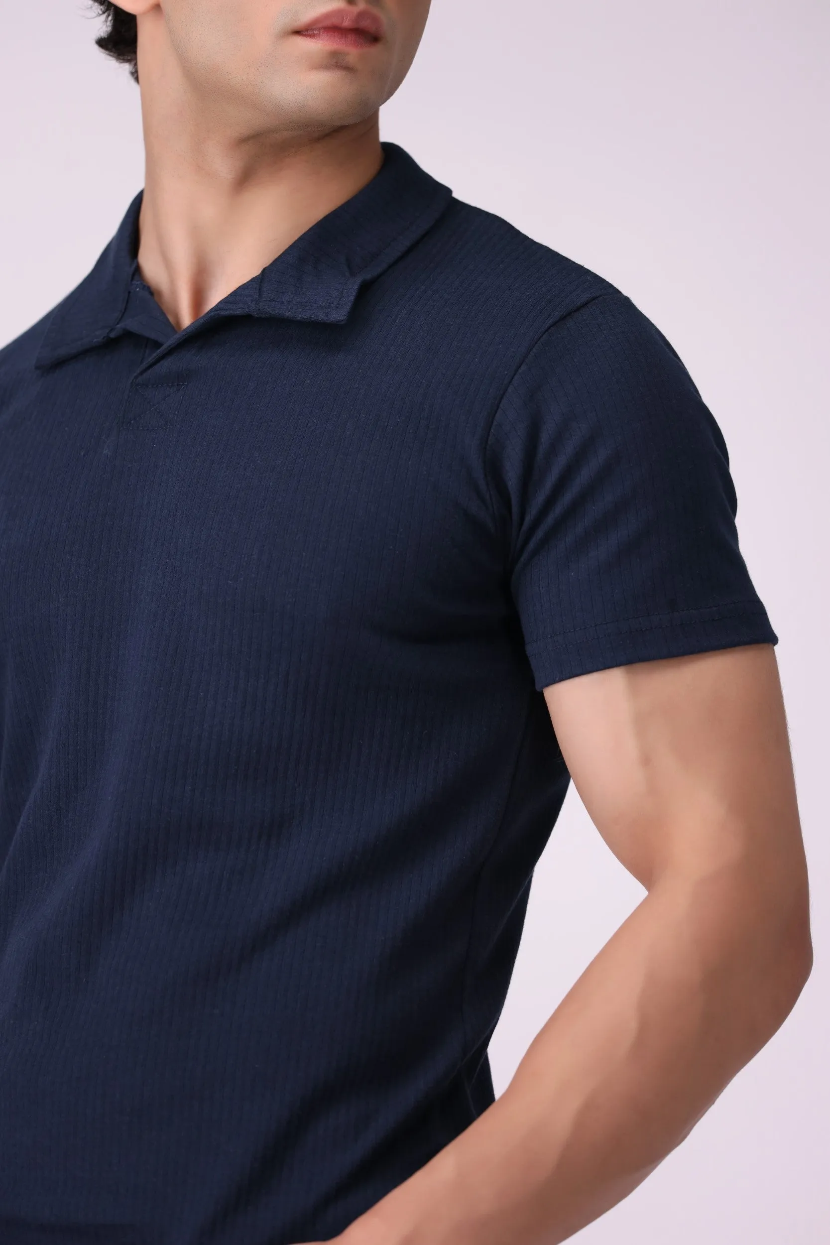 Navy Jacquard Polo Shirt