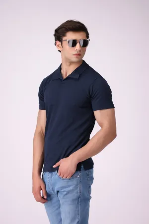 Navy Jacquard Polo Shirt