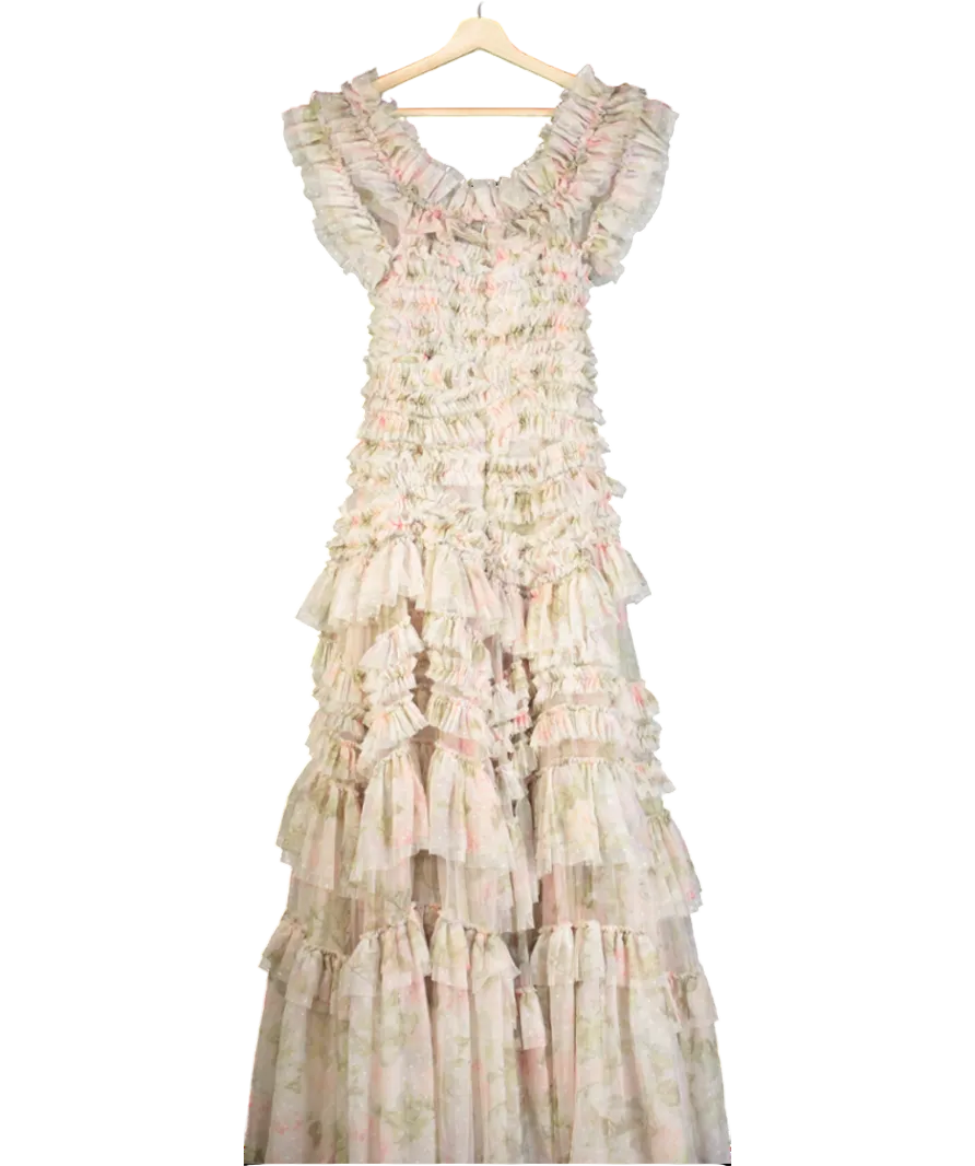 Needle & Thread Green Rose Powder Off-shoulder Gown In Moonshine UK 8
