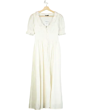 Nobody's Child White Flossie Textured Check Midi Dress UK 6
