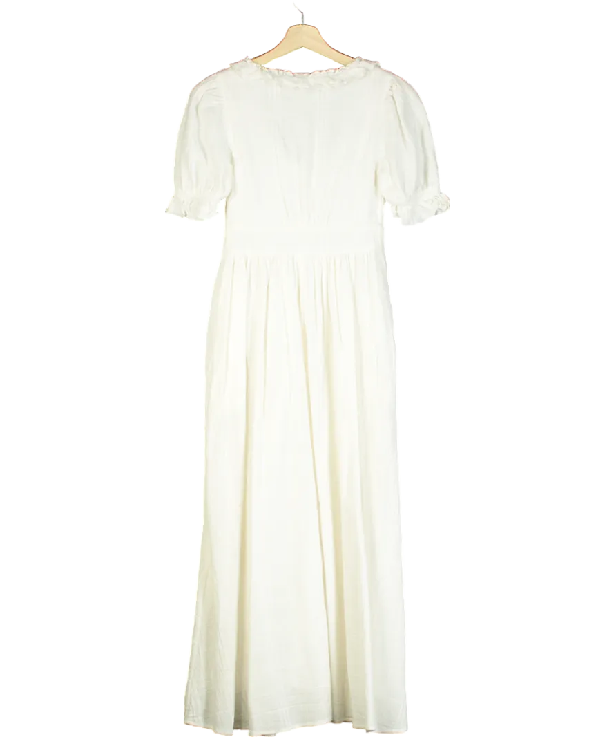 Nobody's Child White Flossie Textured Check Midi Dress UK 6