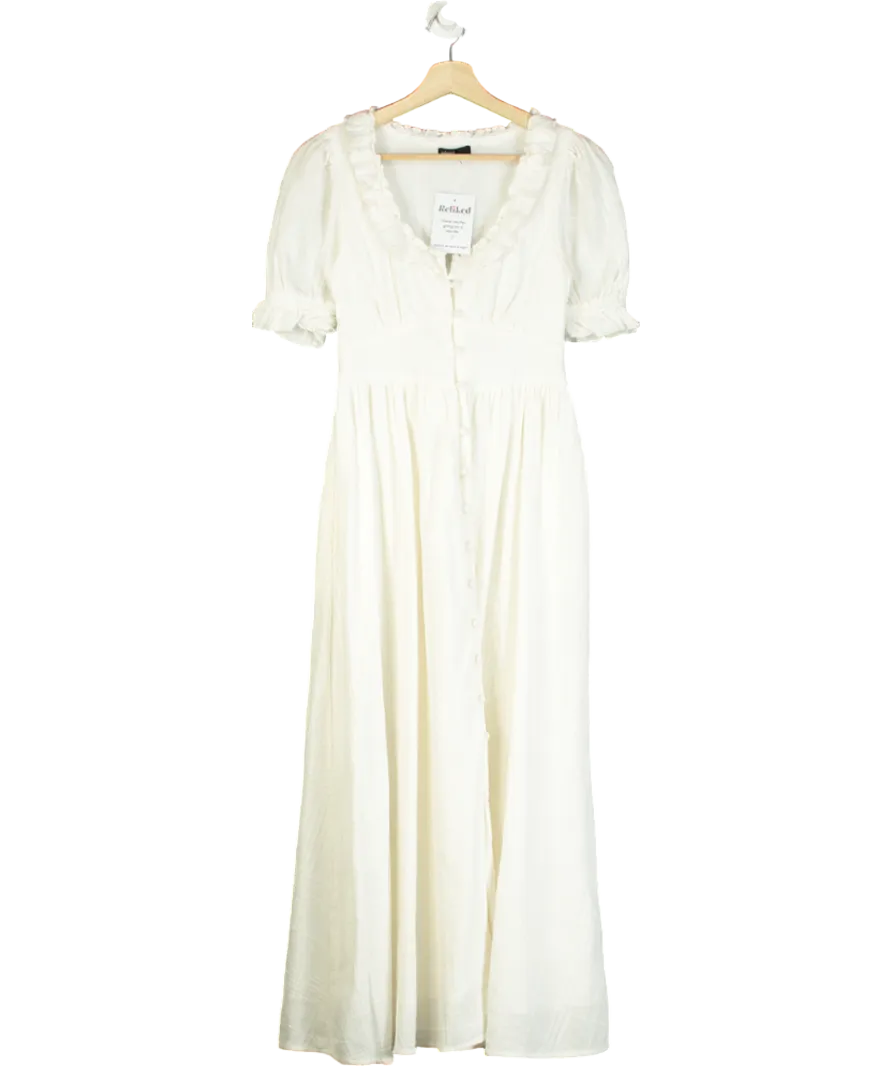 Nobody's Child White Flossie Textured Check Midi Dress UK 6