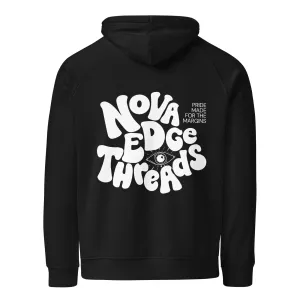 Nova Edge Threads Streetwear that Gives Typography Black Eco Raglan Hoodie
