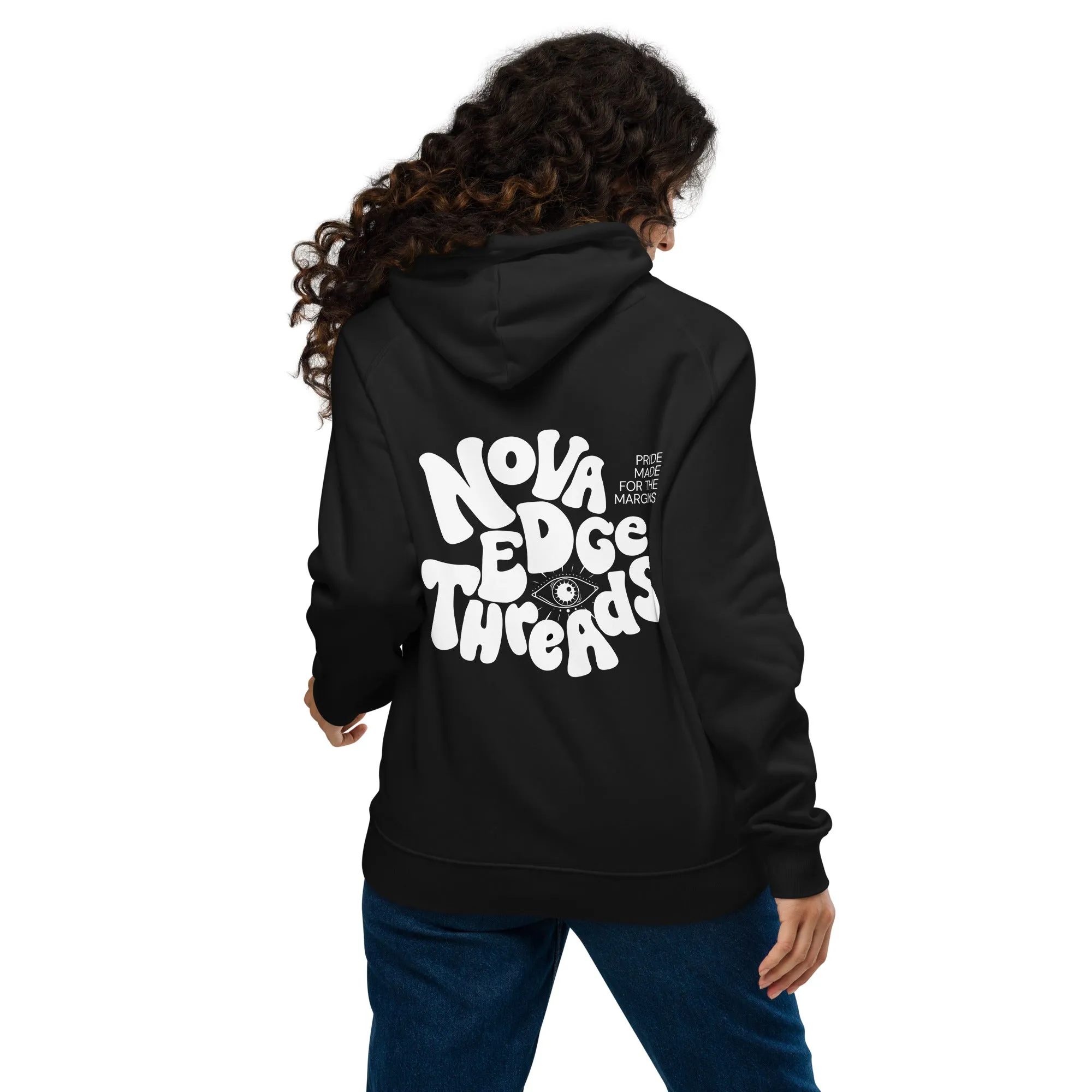 Nova Edge Threads Streetwear that Gives Typography Black Eco Raglan Hoodie