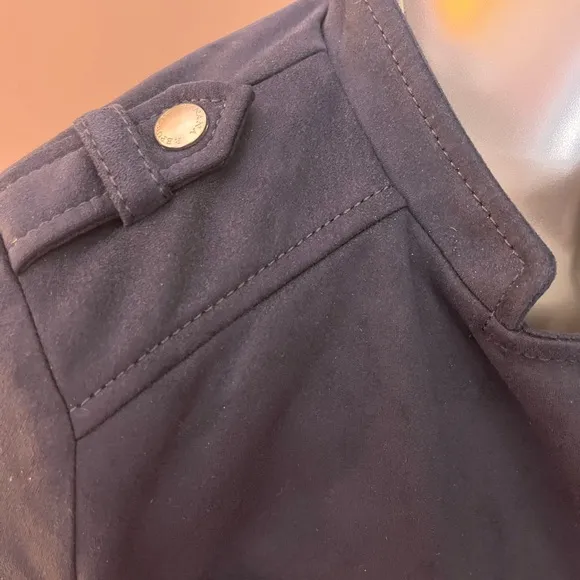 NWT Banana Republic Navy Blue Faux Suede Cropped Biker Jacket
